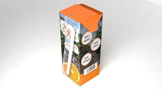 Juice box with straw plus plastic ready with UV Editing Low-poly 3D model