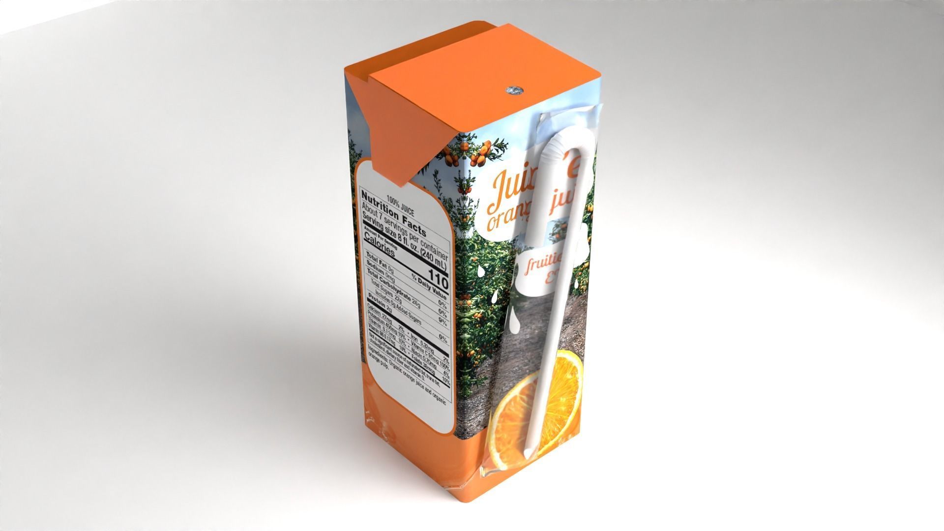 Juice box with straw plus plastic ready with UV Editing Low-poly 3D model_2