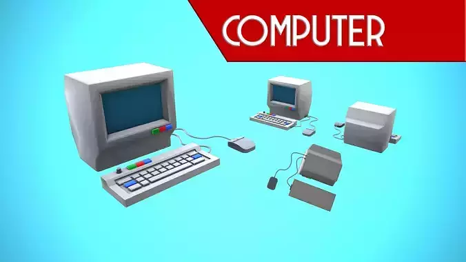 COMPUTER CARTOON STYLIZED Low-poly 3D model