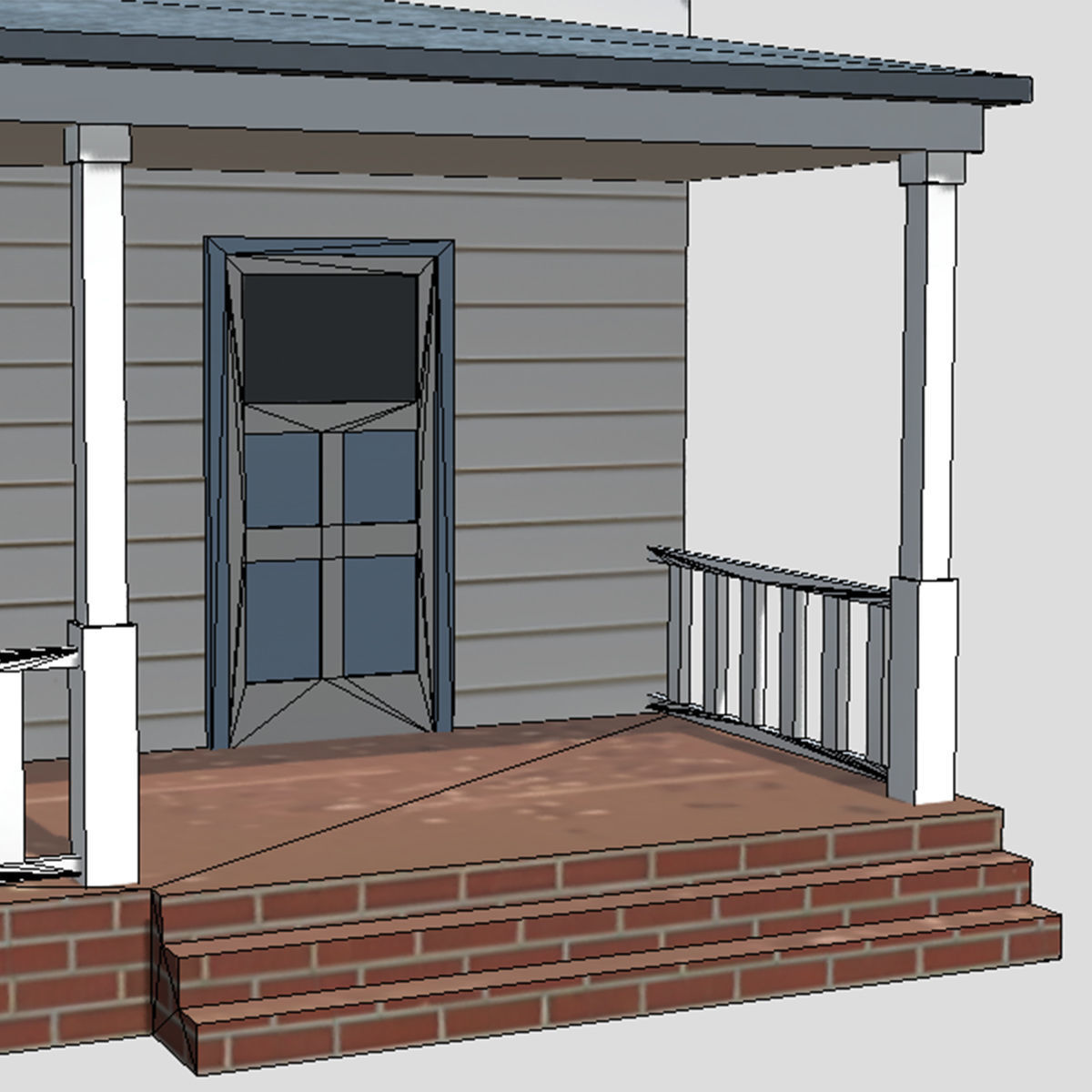 American Style Cottage - Town House Model Low-poly 3D model_7