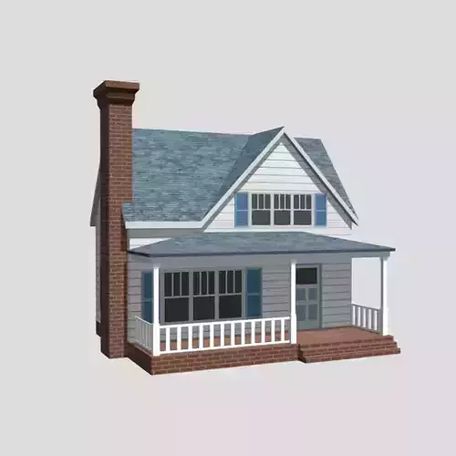 American Style Cottage - Town House Model Low-poly 3D model