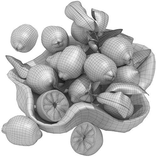 bowl of yellow lemons 3D model 5