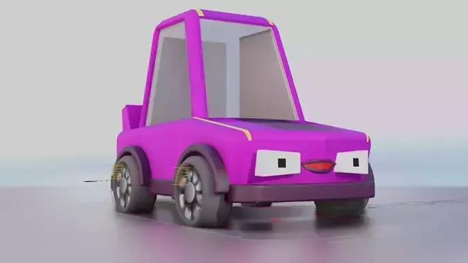 cartoon purpple car Low-poly 3D model