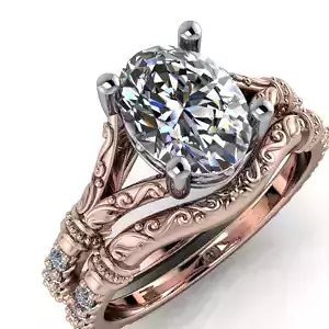 Custom Vintage Hand Engraved Solitaire Engagement Ring 