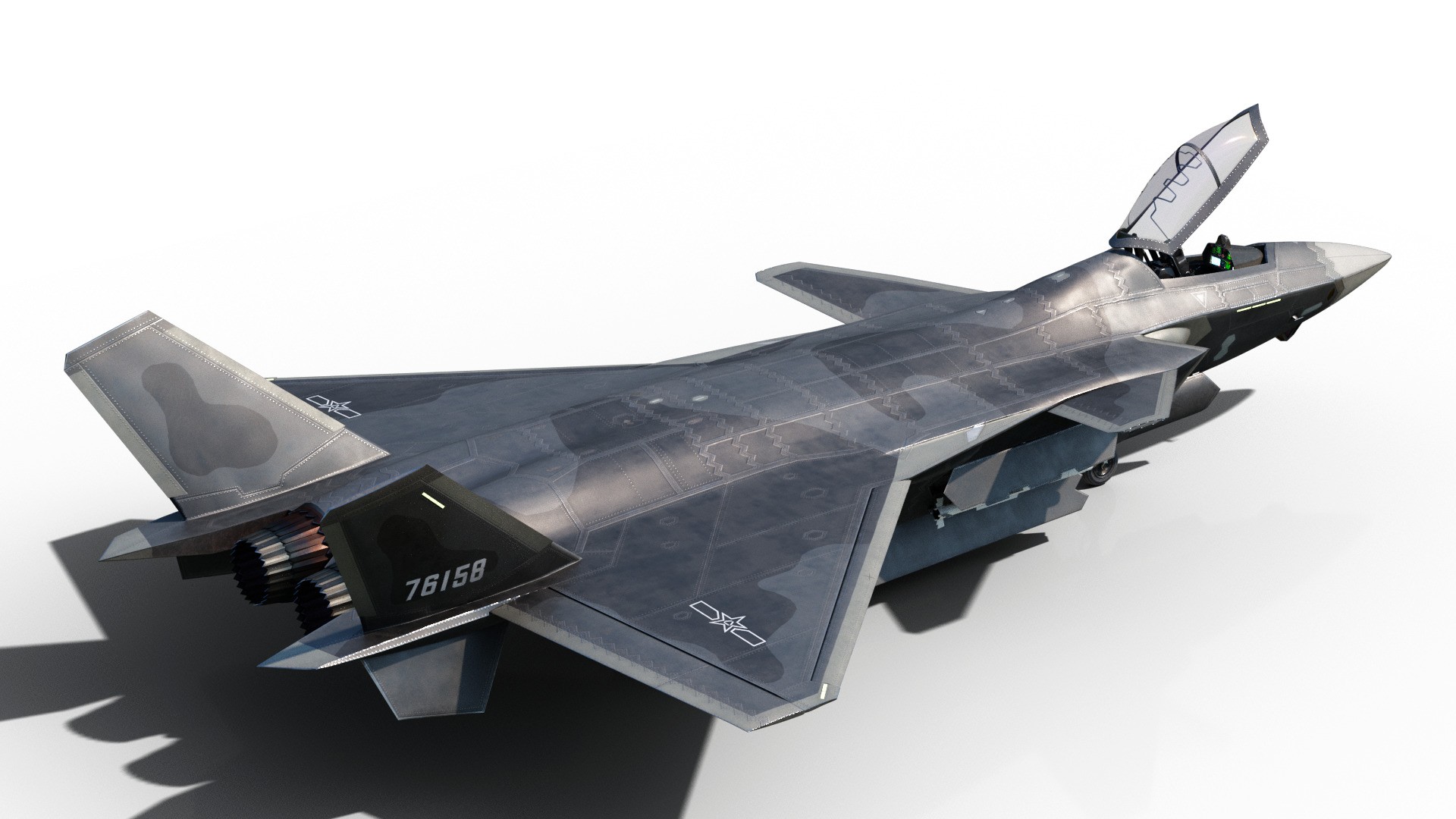 J-20 J20 J20B J-20B Chinese stealth fighter Low-poly 3D model_5