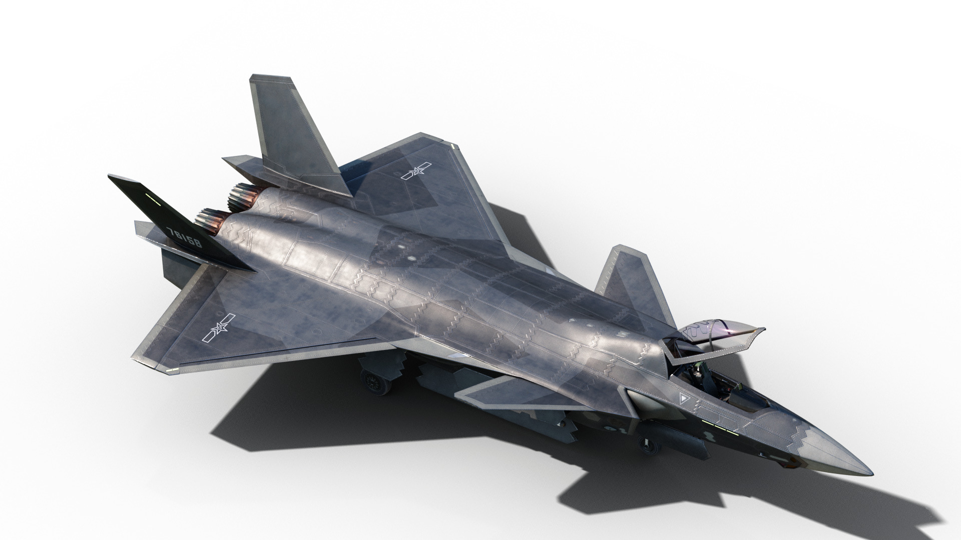 J-20 J20 J20B J-20B Chinese stealth fighter Low-poly 3D model_8