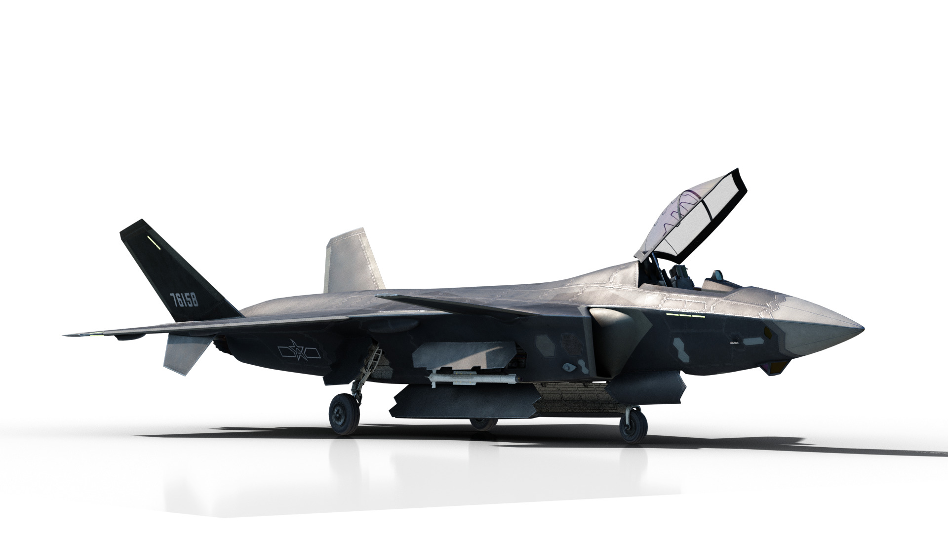 J-20 J20 J20B J-20B Chinese stealth fighter Low-poly 3D model_7