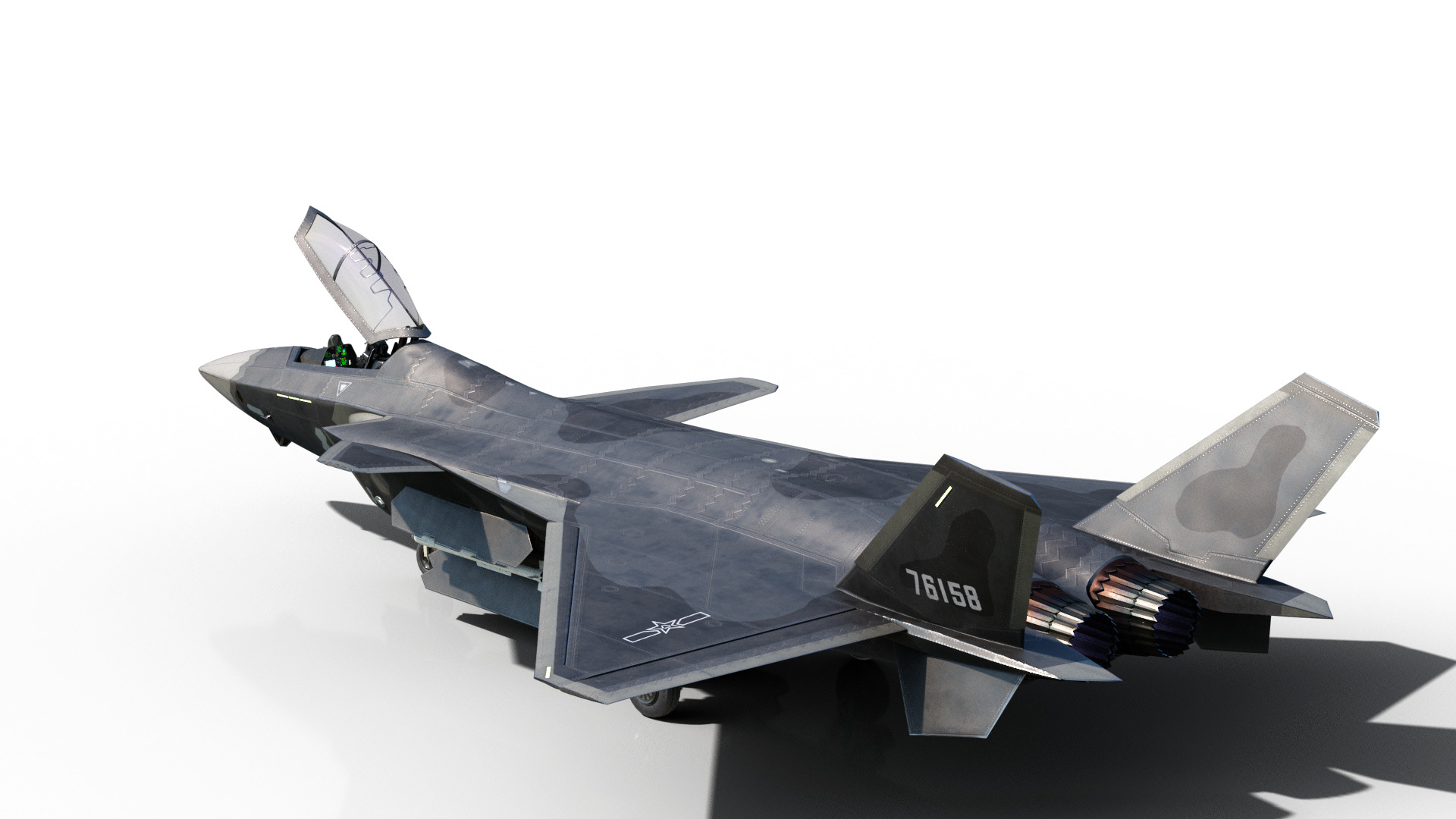 J-20 J20 J20B J-20B Chinese stealth fighter Low-poly 3D model_4