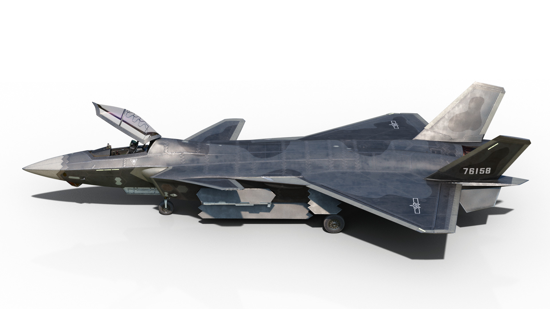 J-20 J20 J20B J-20B Chinese stealth fighter Low-poly 3D model_2