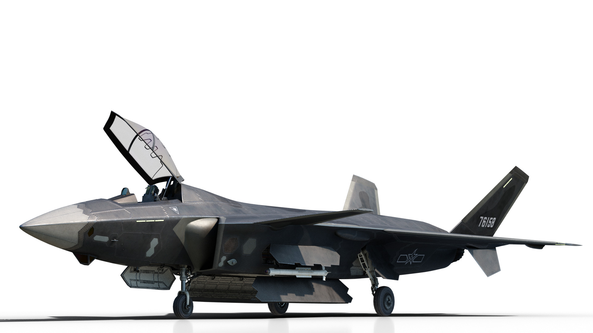 J-20 J20 J20B J-20B Chinese stealth fighter Low-poly 3D model_3