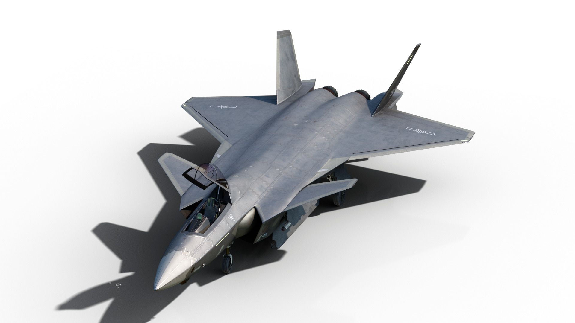 J-20 J20 J20B J-20B Chinese stealth fighter Low-poly 3D model_14