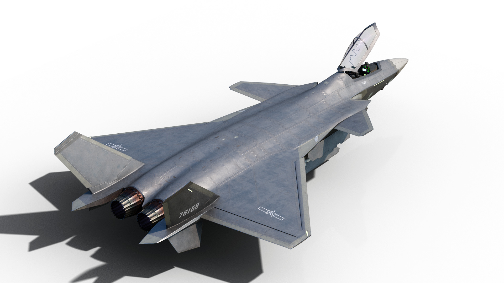 J-20 J20 J20B J-20B Chinese stealth fighter Low-poly 3D model_15