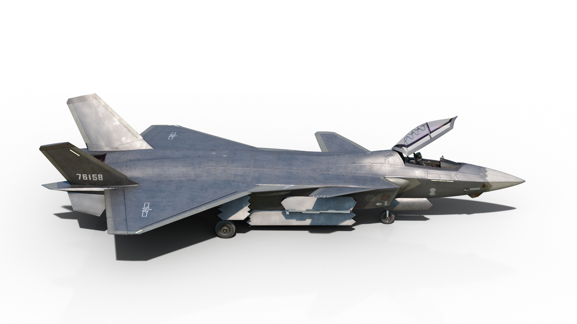 J-20 J20 J20B J-20B Chinese stealth fighter Low-poly 3D model_16