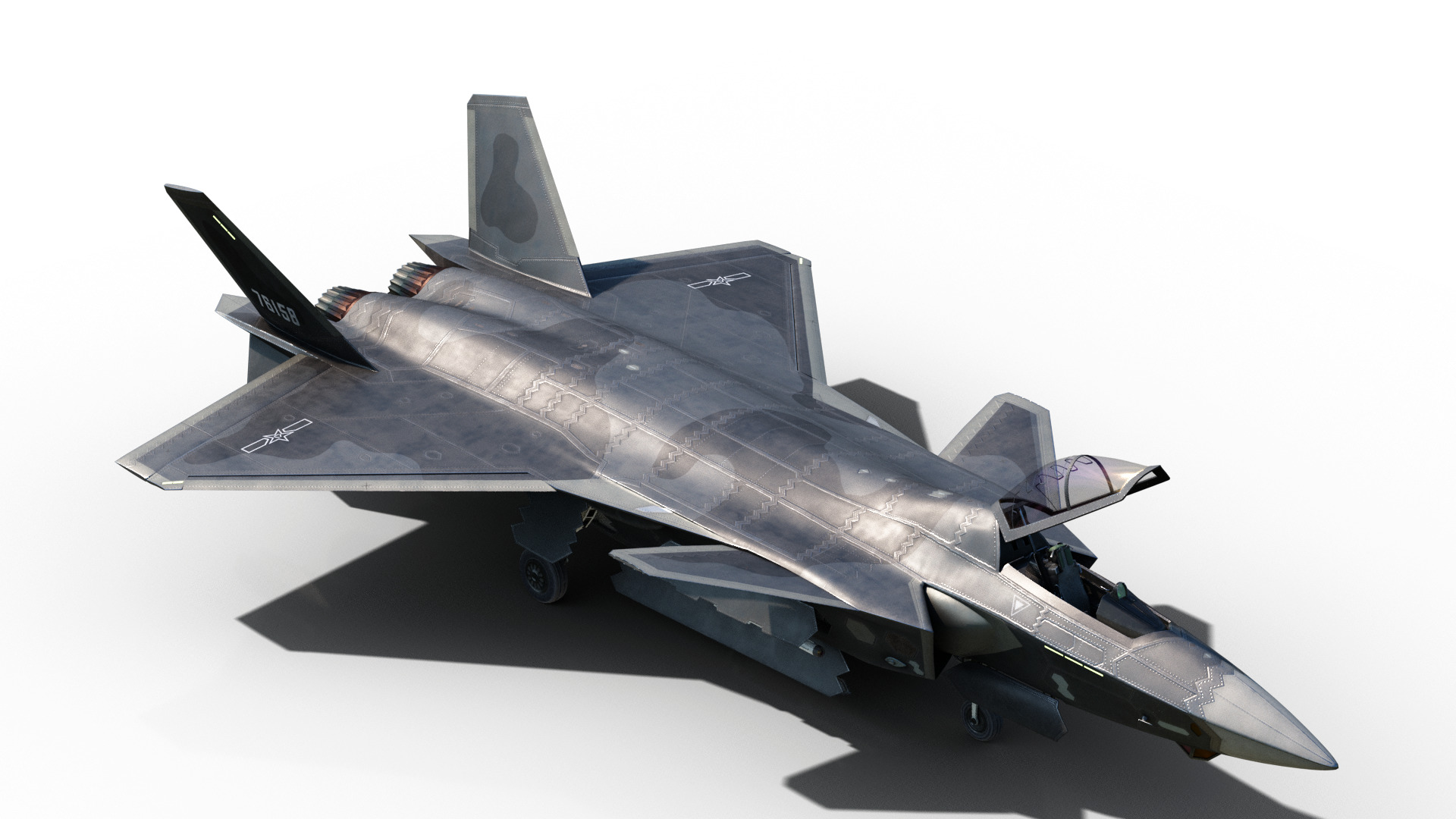 J-20 J20 J20B J-20B Chinese stealth fighter Low-poly 3D model_6