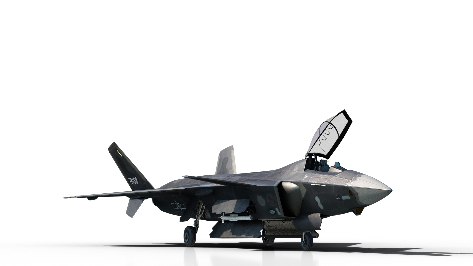 J-20 J20 J20B J-20B Chinese stealth fighter Low-poly 3D model_1