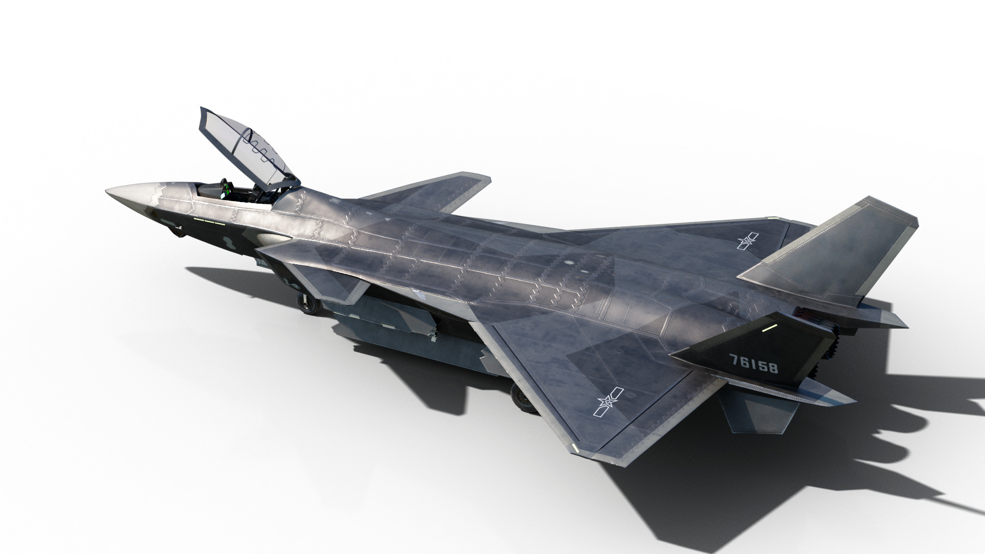 J-20 J20 J20B J-20B Chinese stealth fighter Low-poly 3D model_10