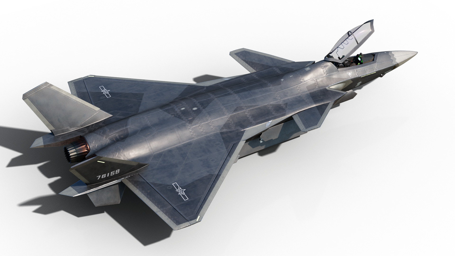 J-20 J20 J20B J-20B Chinese stealth fighter Low-poly 3D model_9