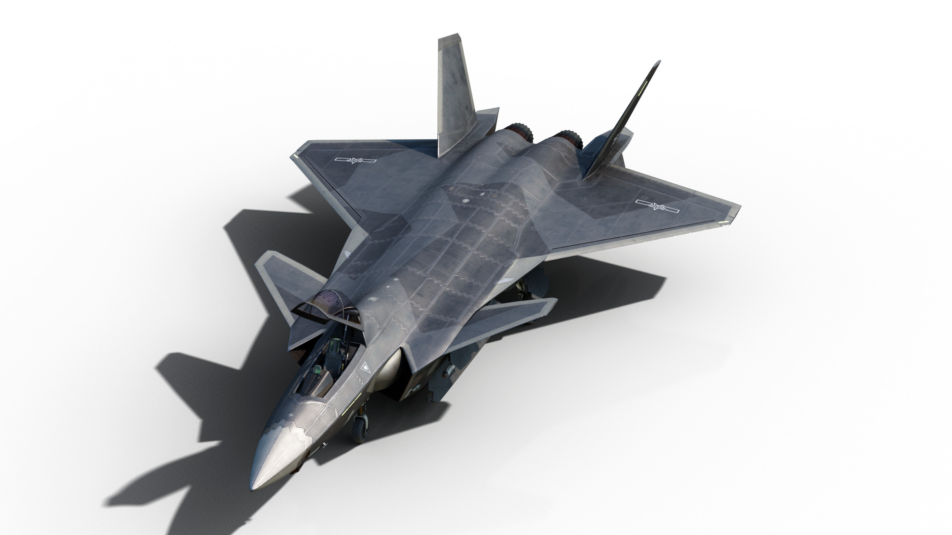 J-20 J20 J20B J-20B Chinese stealth fighter Low-poly 3D model_11