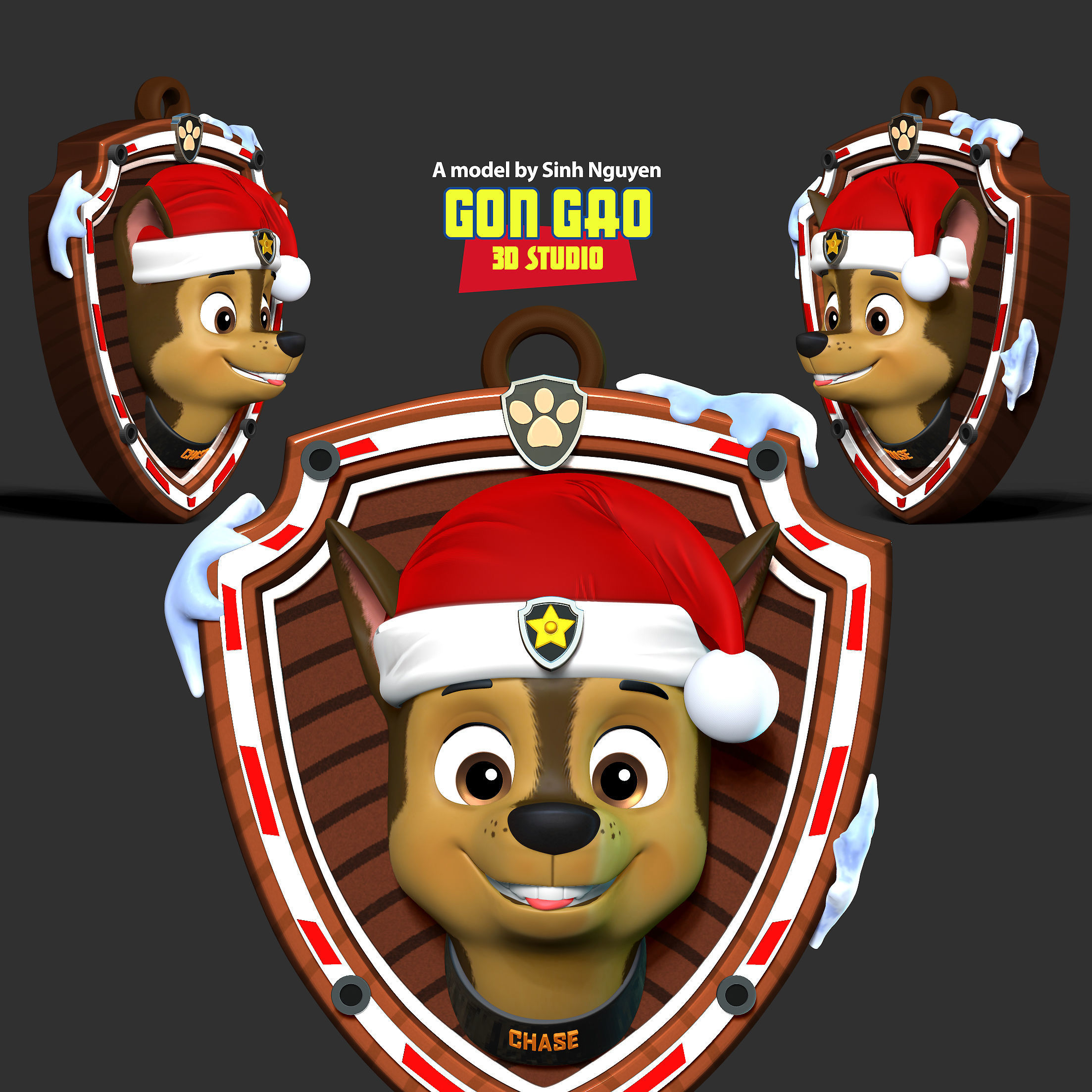 Chase - Christmas Medal 3D print model_1