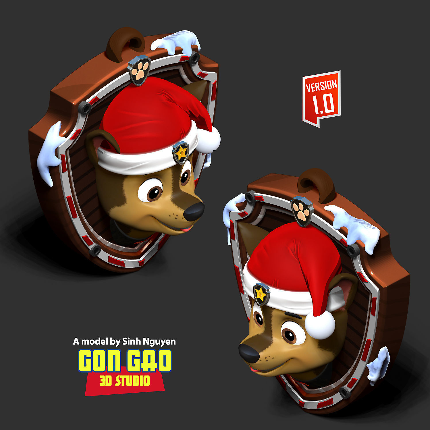Chase - Christmas Medal 3D print model_3
