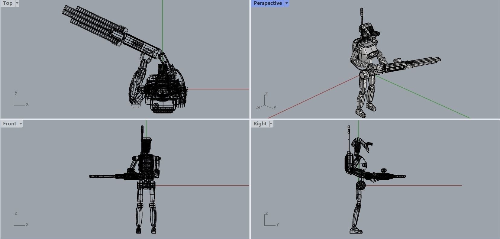 Robot with a gun  3D model_4