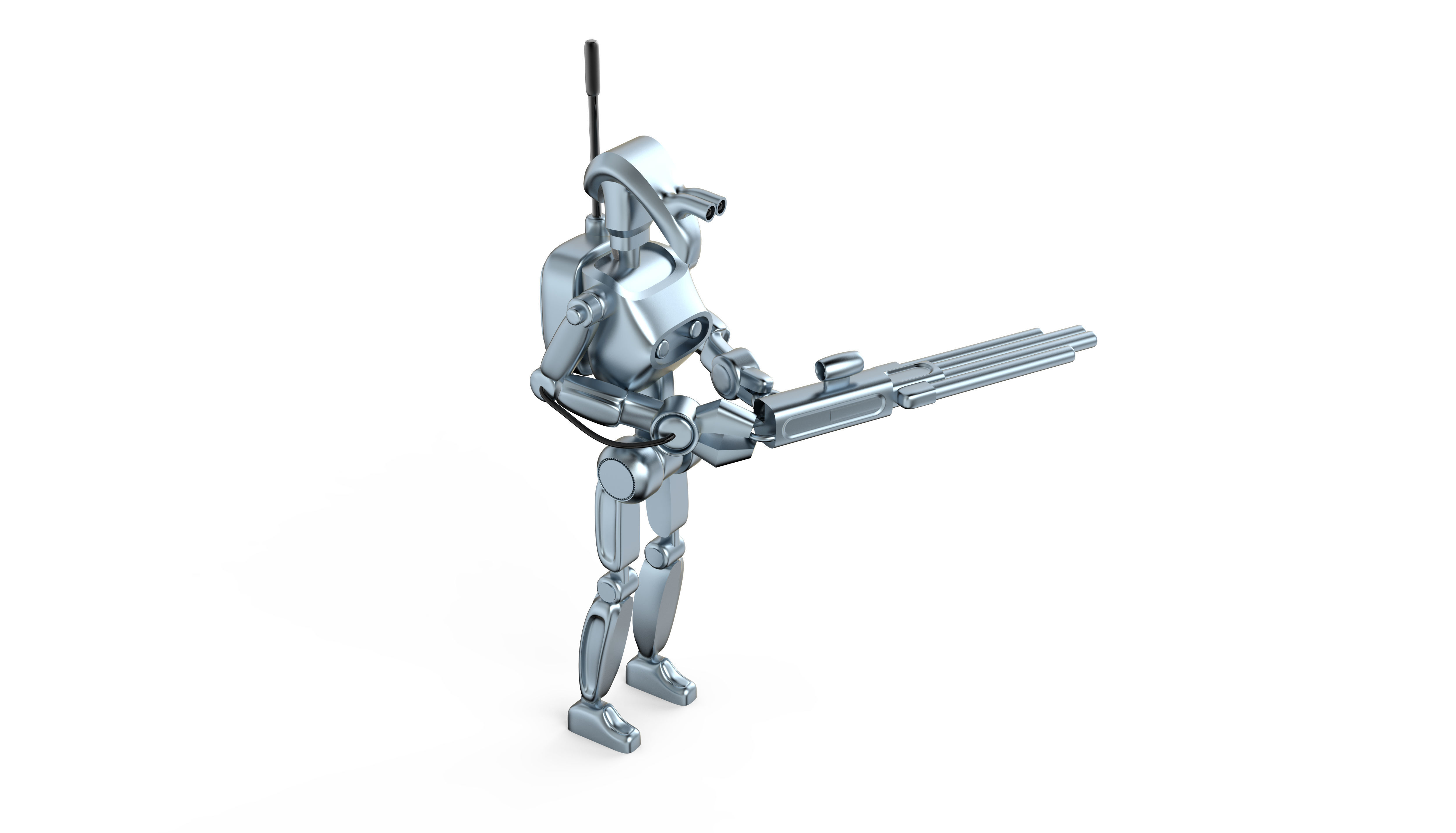 Robot with a gun  3D model_3