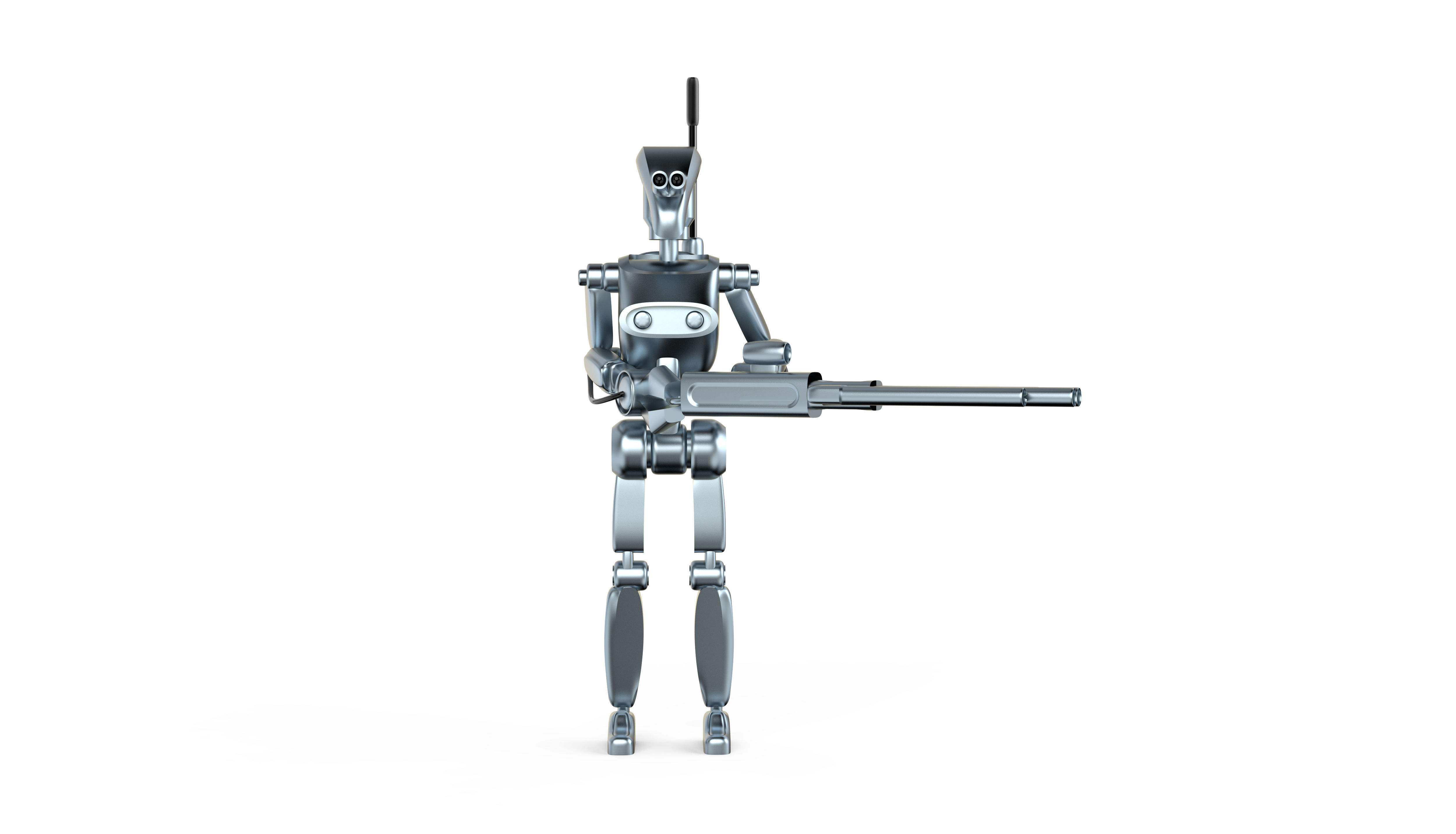Robot with a gun  3D model_2