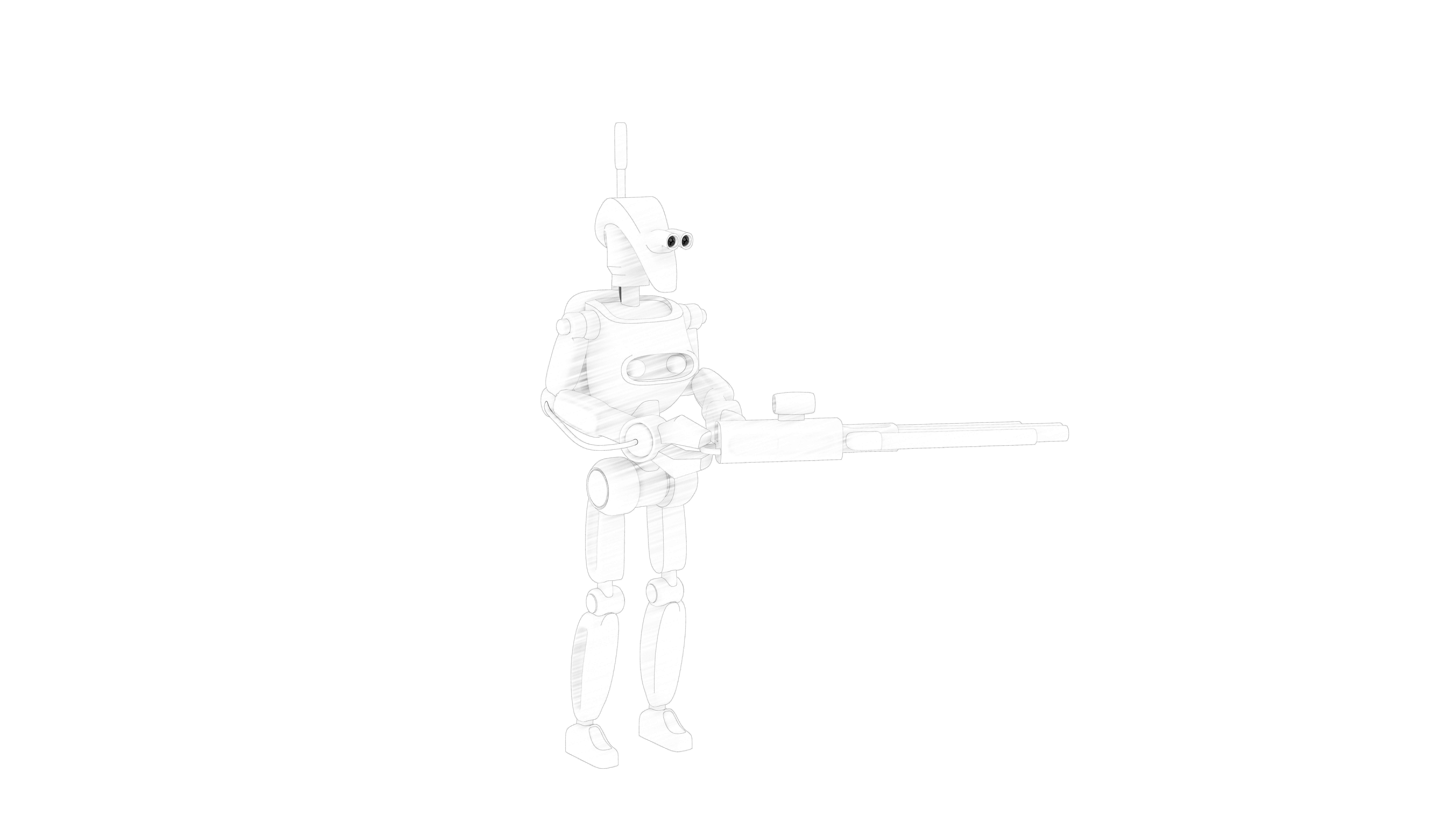 Robot with a gun  3D model_8