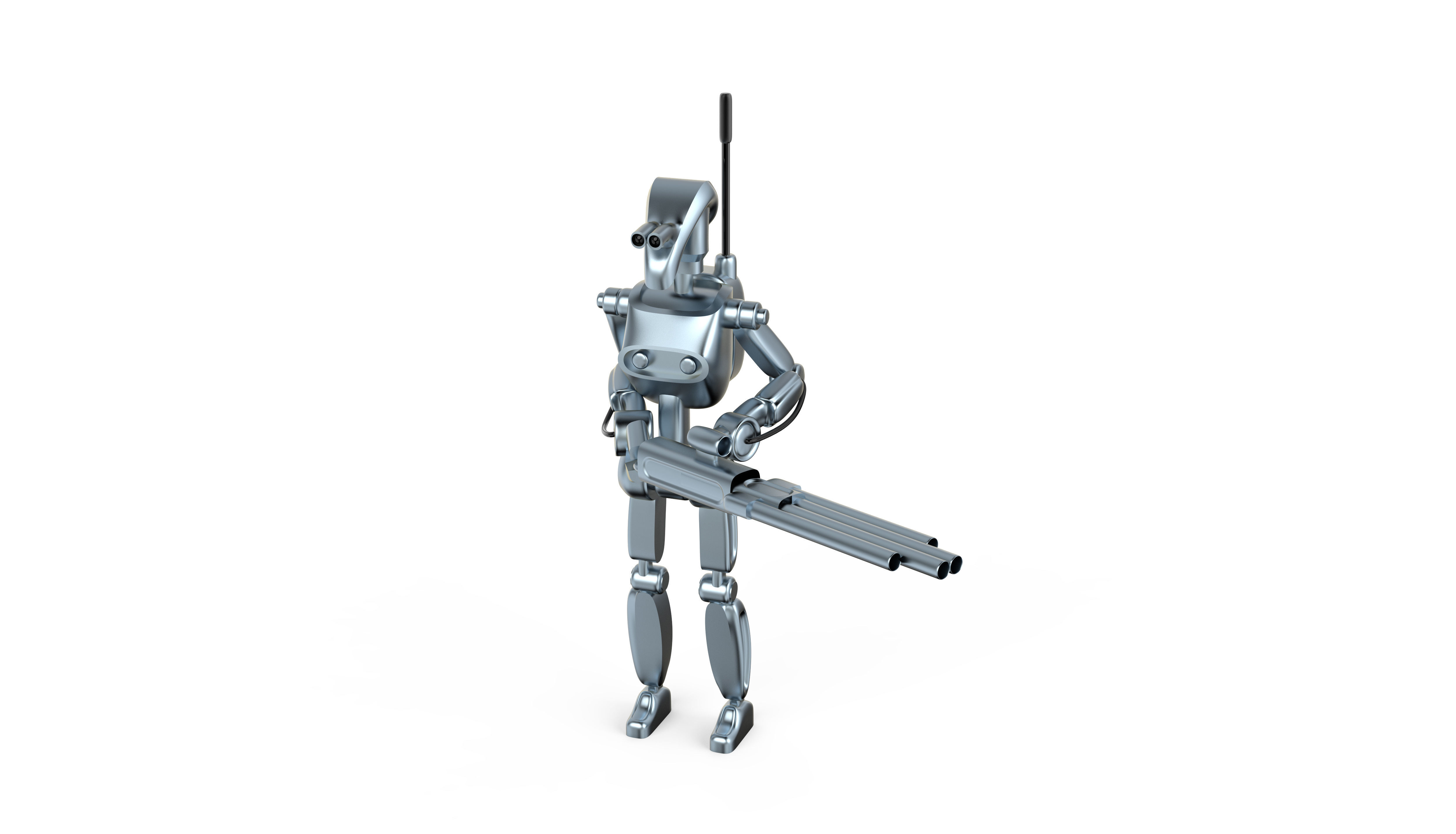Robot with a gun  3D model_7