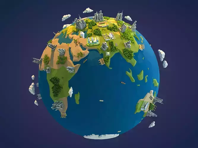 Low Poly Earth Low-poly 3D model