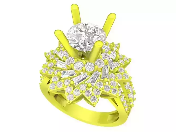 A7472 Korean Style Diamond Women Fashion Ring 3D Model