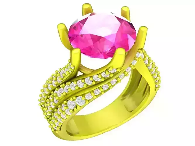 A7478 Korean Style Diamond Engagement Ring 3D Model