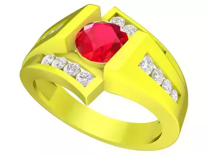 A7481 Korean Style Diamond Men Ring 3D Model