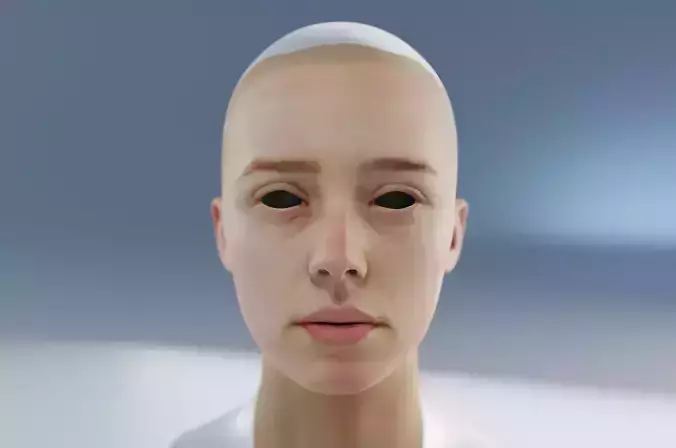 female with amber heard and heart-shaped face 3D model