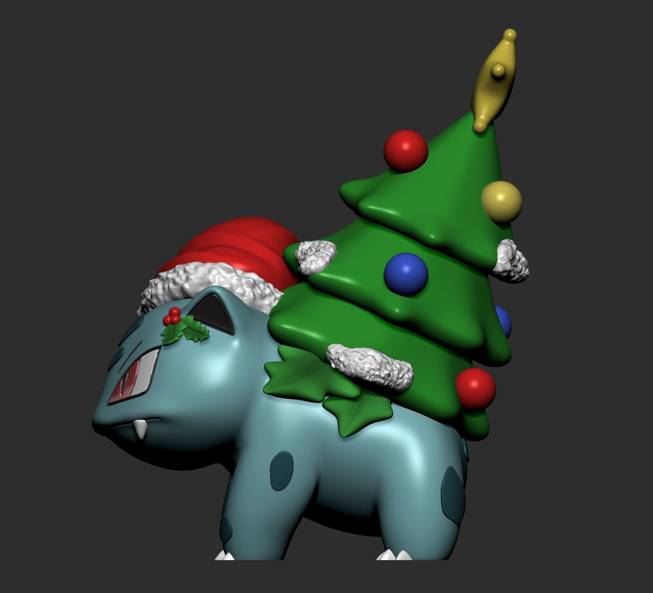 Pokemon - Ivysaur Christmas 3D print model_4