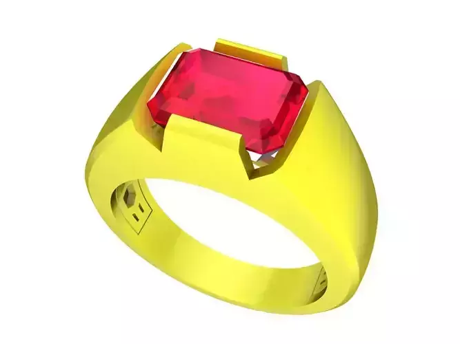 A7484 Emerald Diamond Men Ring 3D Model