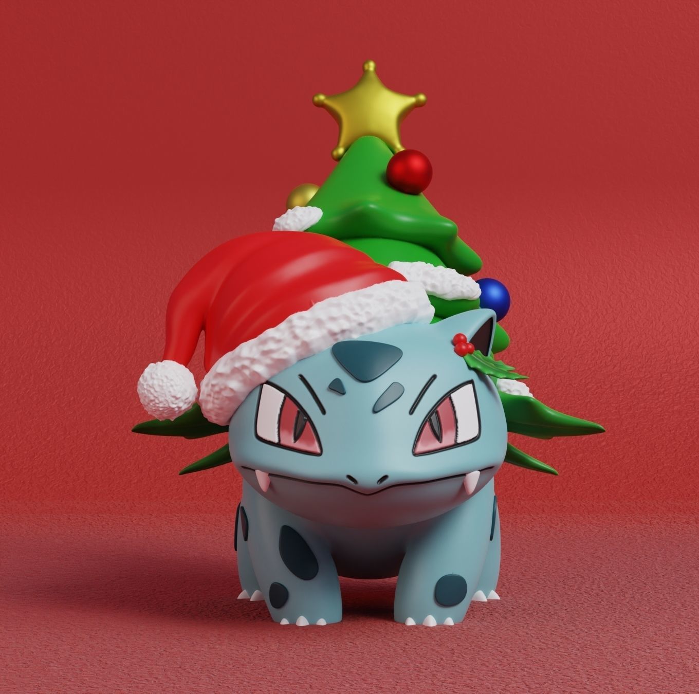 Pokemon - Christmas Bulbasaur Ivysaur and Venusaur  3D print model_6
