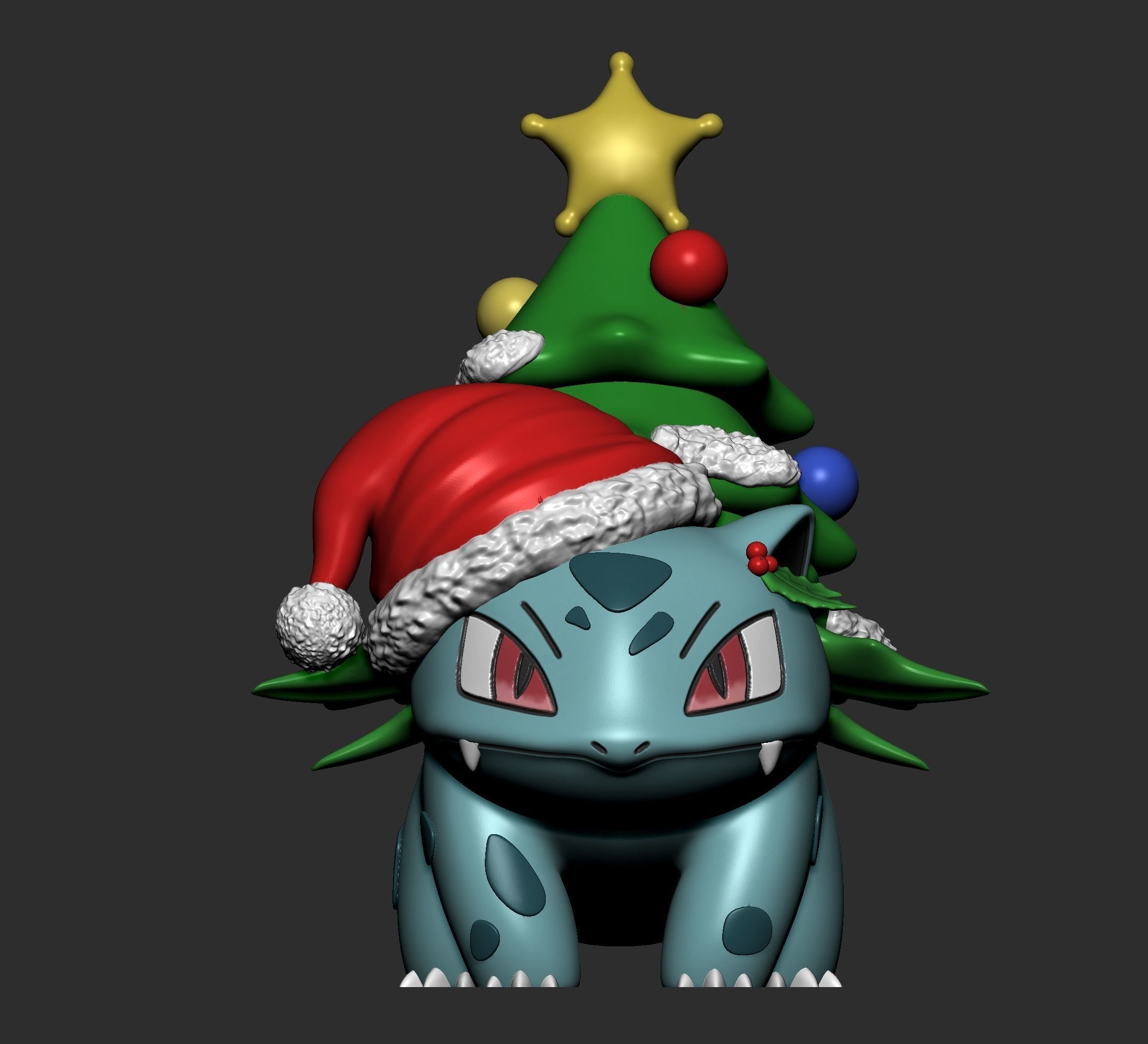 Pokemon - Christmas Bulbasaur Ivysaur and Venusaur  3D print model_7