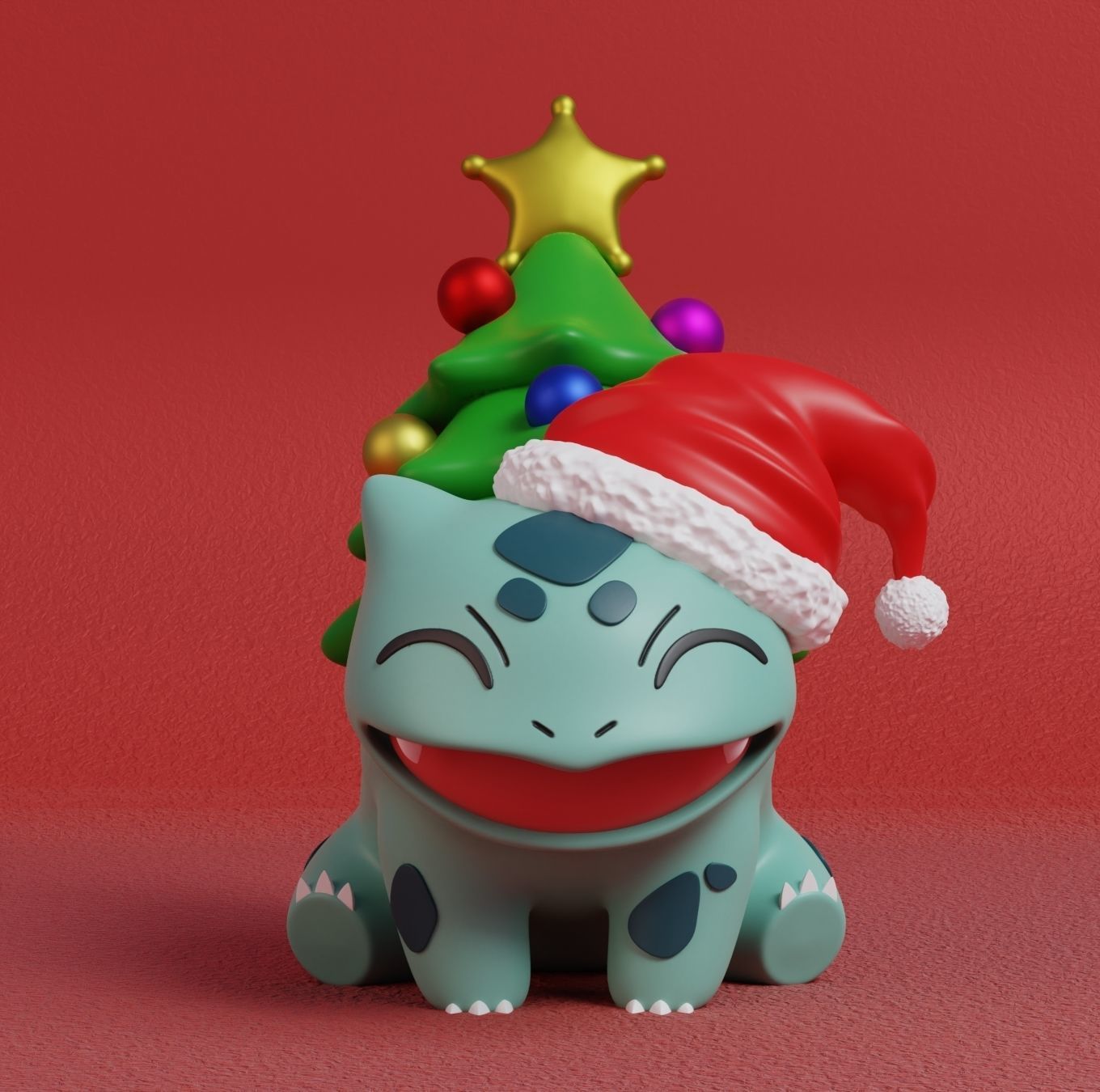 Pokemon - Christmas Bulbasaur Ivysaur and Venusaur  3D print model_1