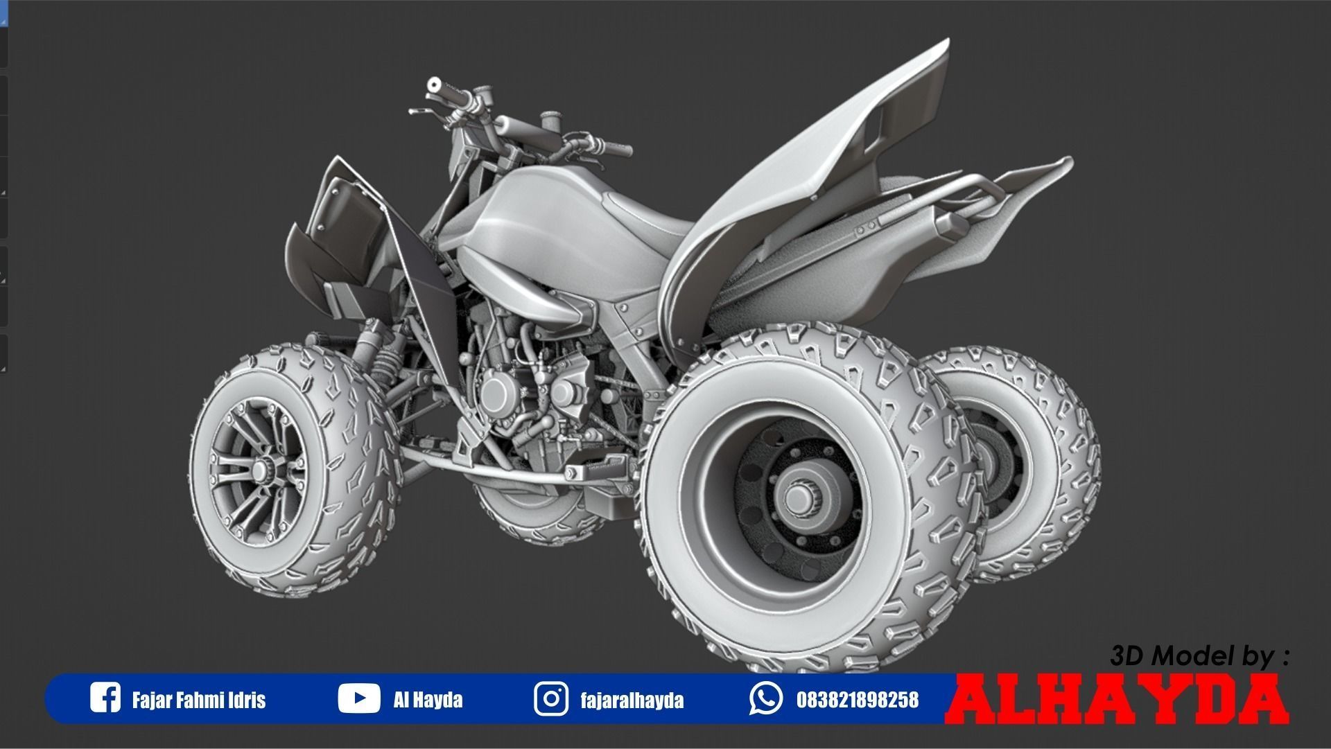 ATV Quad-bike Low-poly 3D model_11