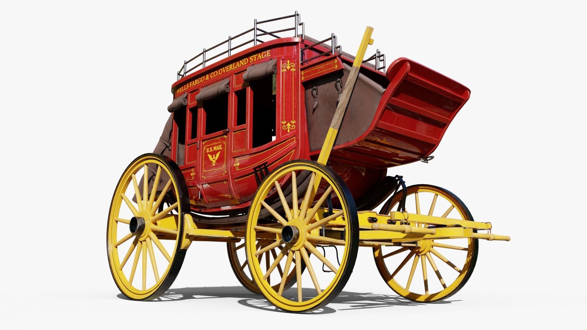 Stagecoach Wagon Low-poly 3D model_3