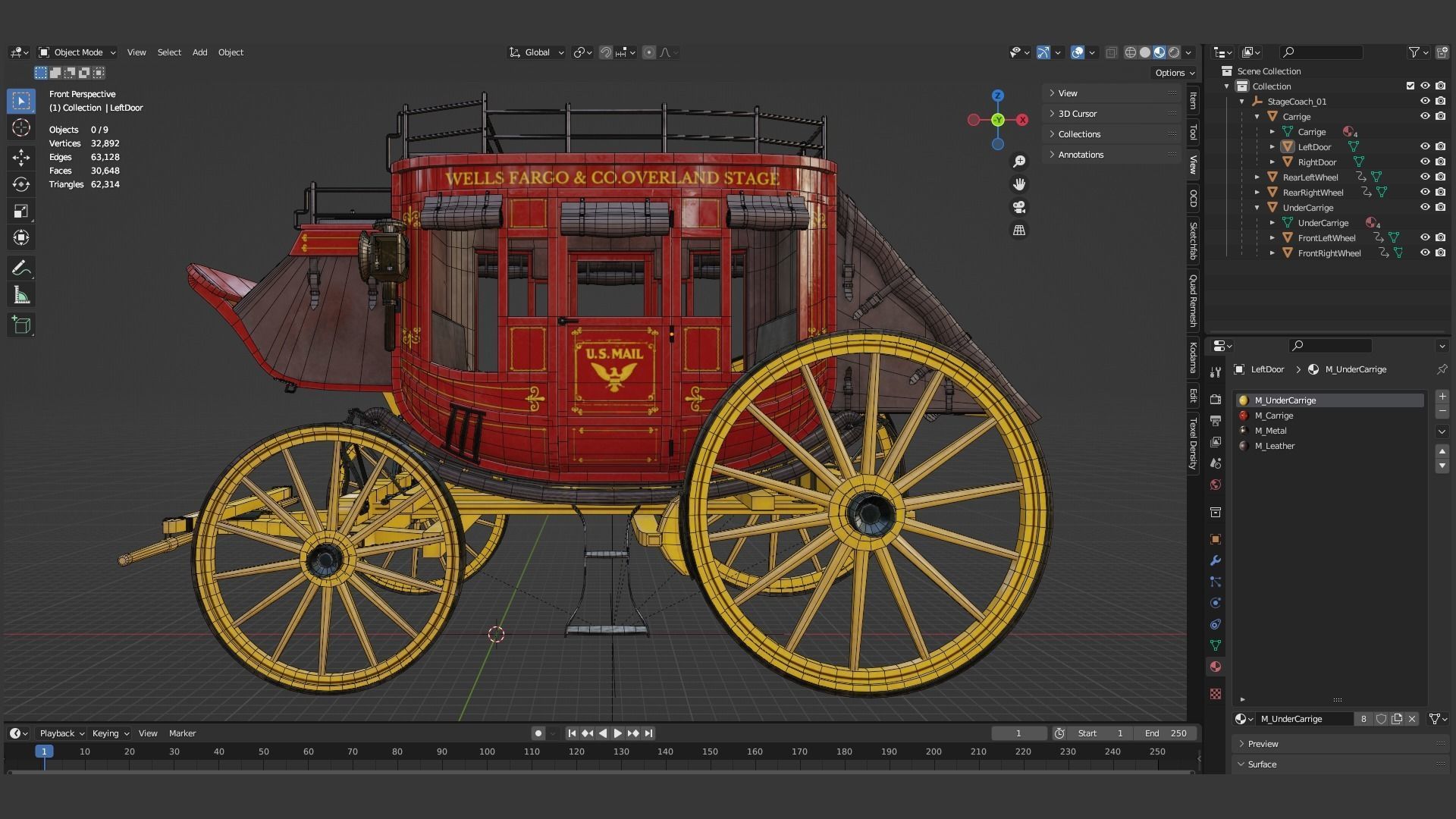 Stagecoach Wagon Low-poly 3D model_14