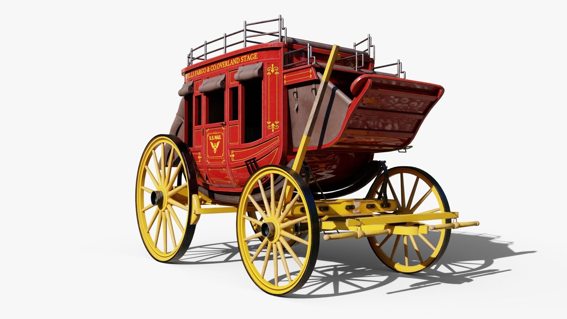 Stagecoach Wagon Low-poly 3D model_6
