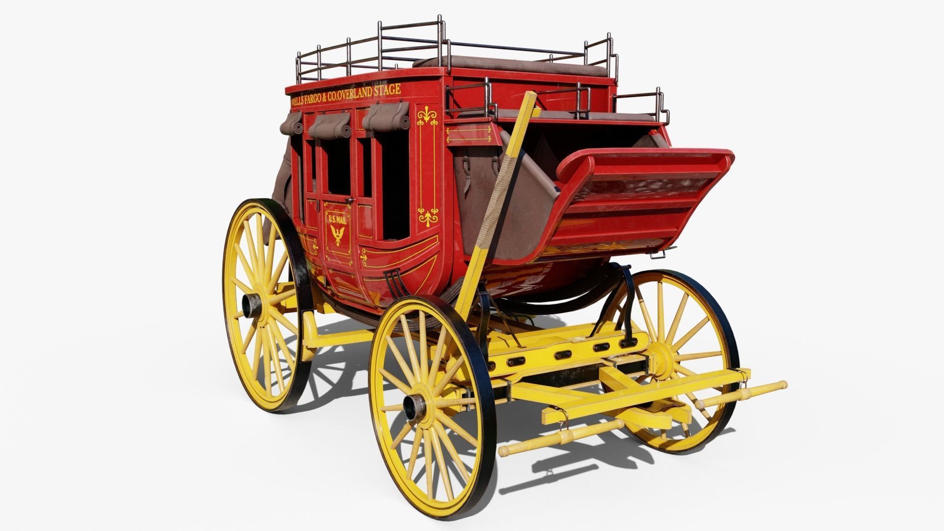 Stagecoach Wagon Low-poly 3D model_11