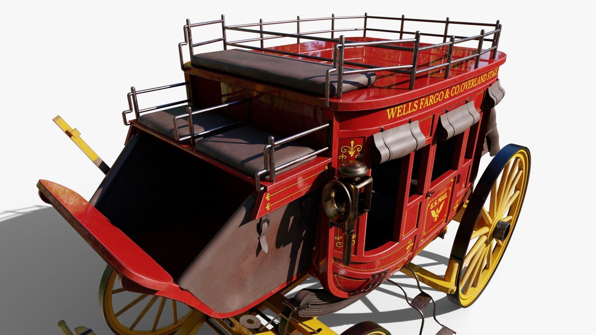 Stagecoach Wagon Low-poly 3D model_10