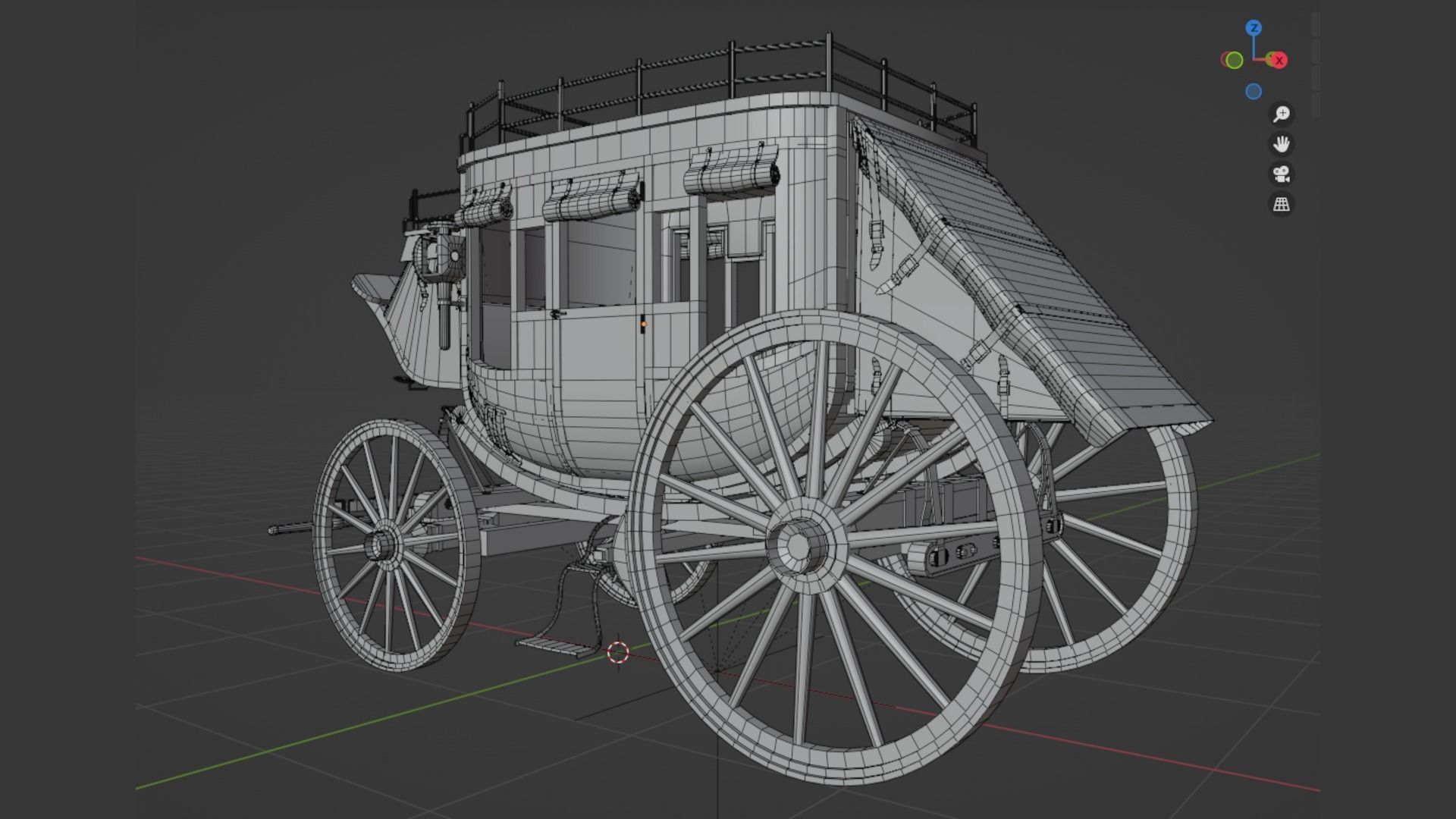 Stagecoach Wagon Low-poly 3D model_13