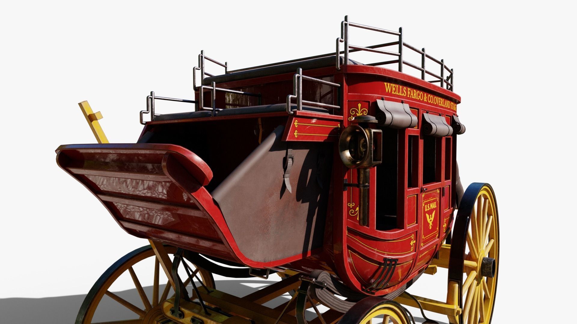 Stagecoach Wagon Low-poly 3D model_4