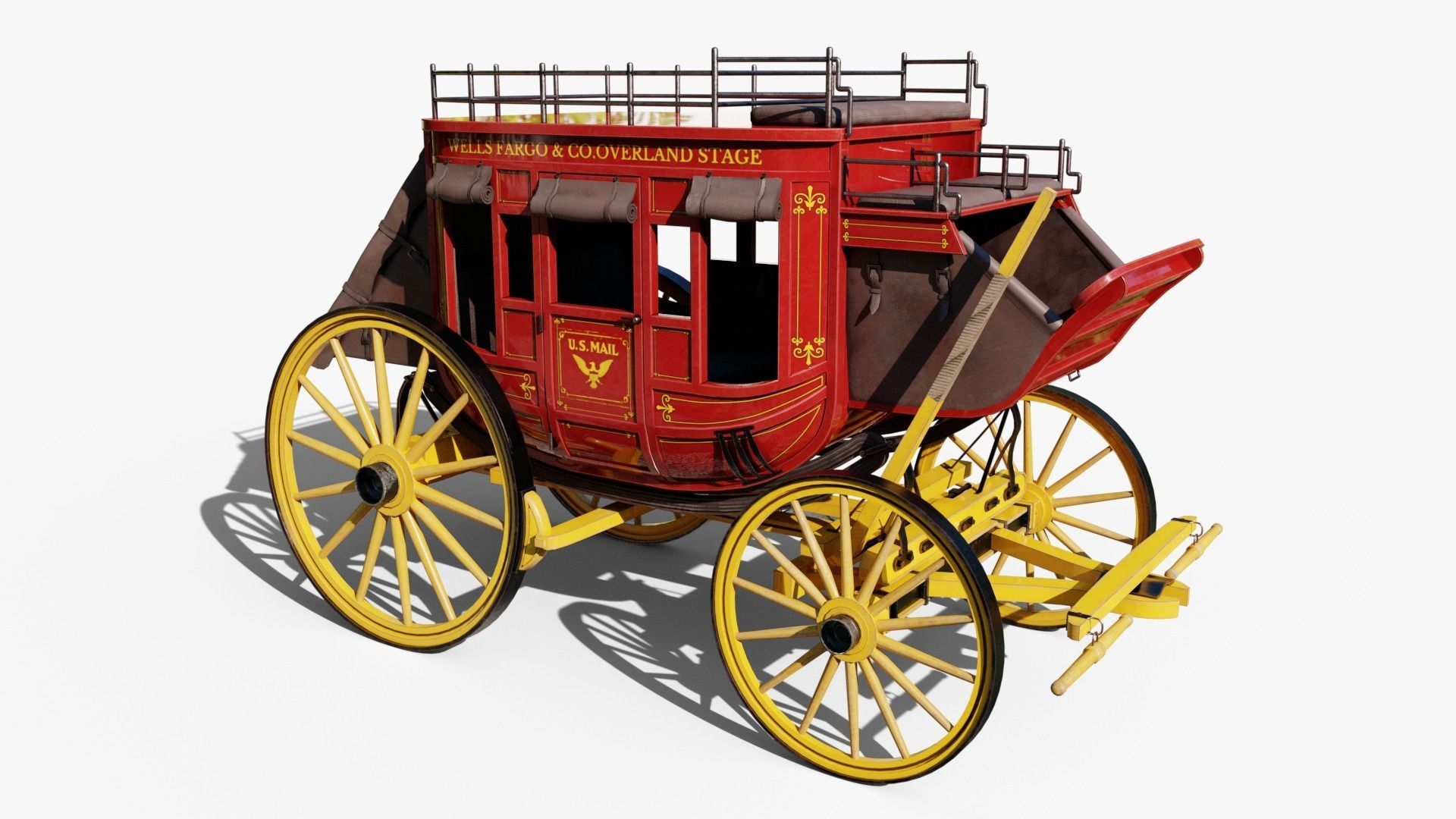Stagecoach Wagon Low-poly 3D model_8