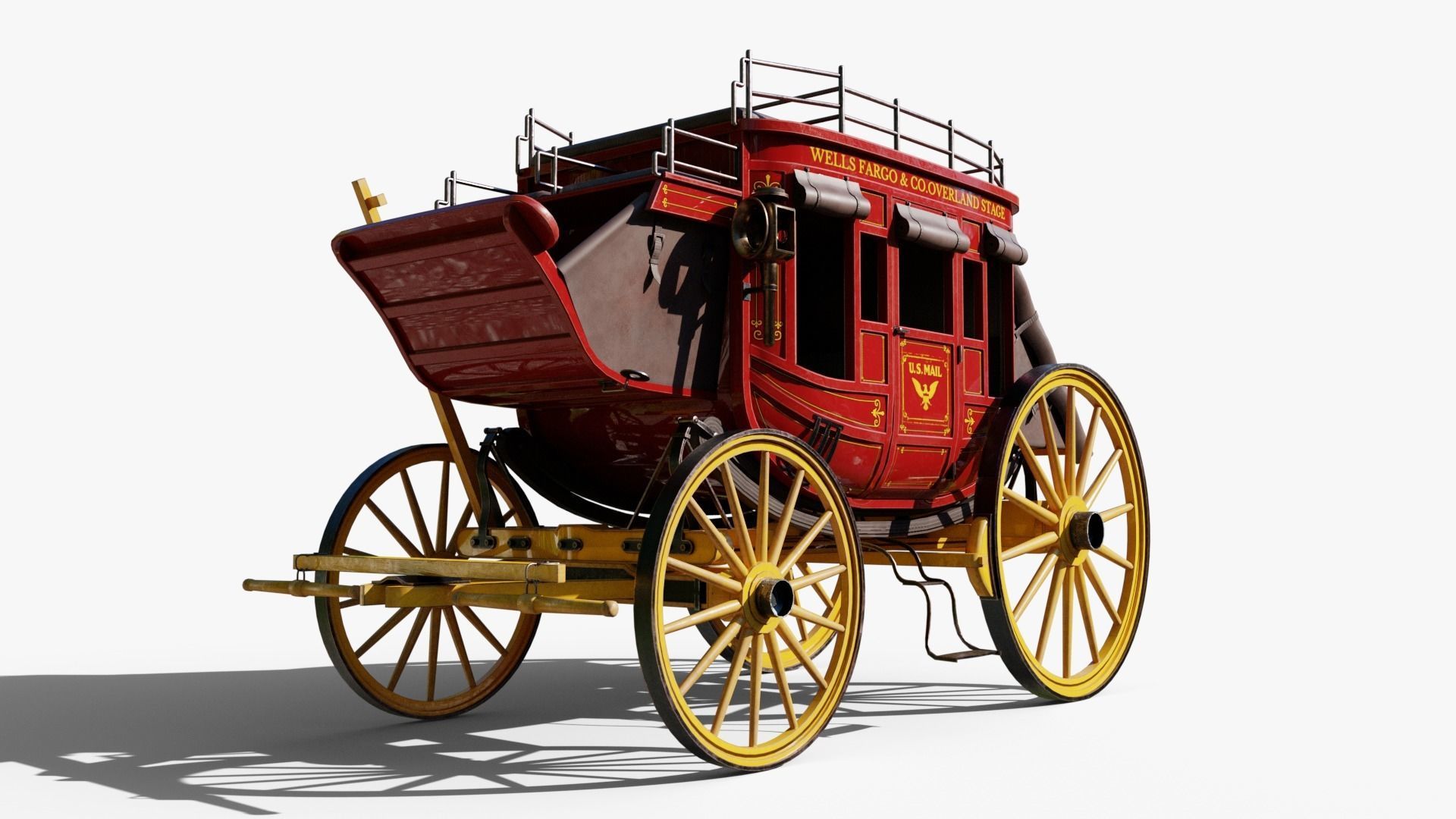 Stagecoach Wagon Low-poly 3D model_5