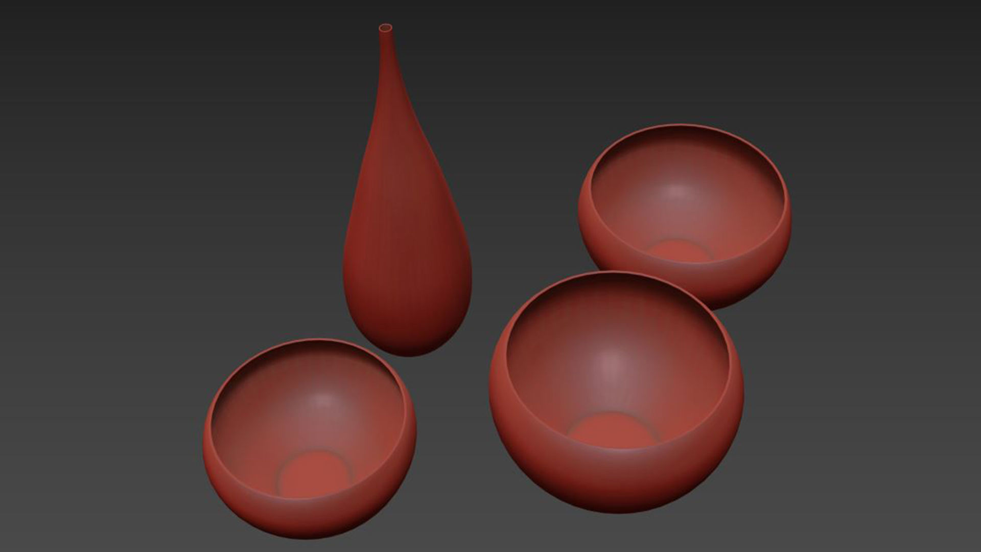 Decorative hand painted ceramic set 3D model_5